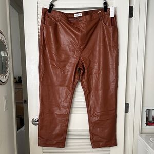 Abercrombie & Fitch Ultra High Rise Faux Leather Pants in Chestnut Brown